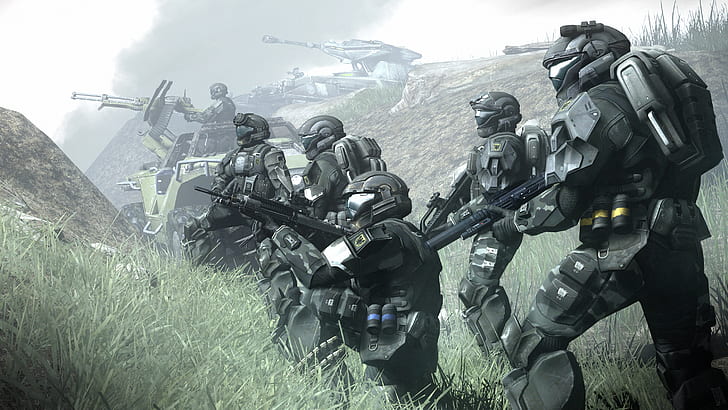 video games, Halo, futuristic armor, ODST, submachine gun, assault rifle