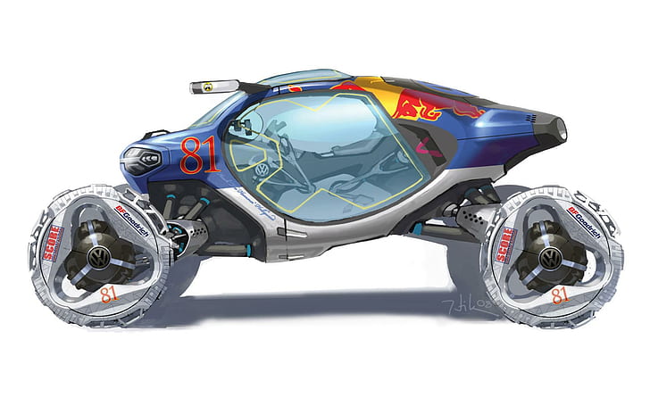 Volkswagen Futuristic Bowler For Dakar Rally, blue and gray plastic toy car illustration, HD wallpaper