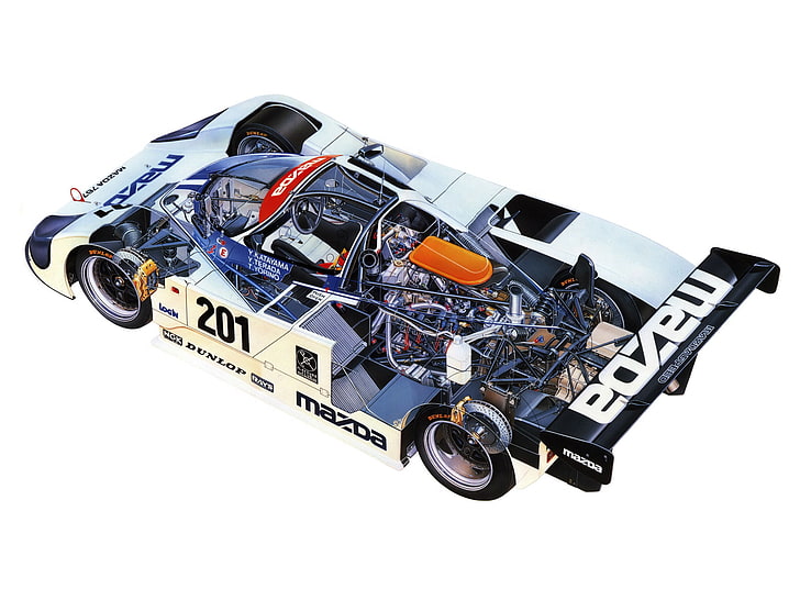 1989, 767b, classic, cutaway, engine, engines, interior, mazda, HD wallpaper