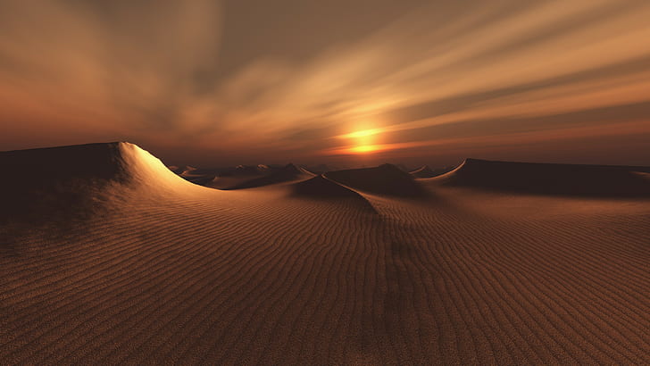 desert, sunset, HD wallpaper