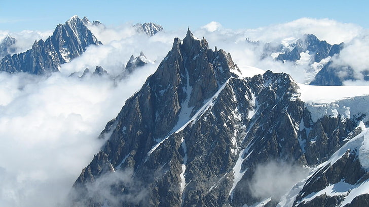 aiguille du midi, mountain range, cloud, sky, ridge, chamonix, HD wallpaper