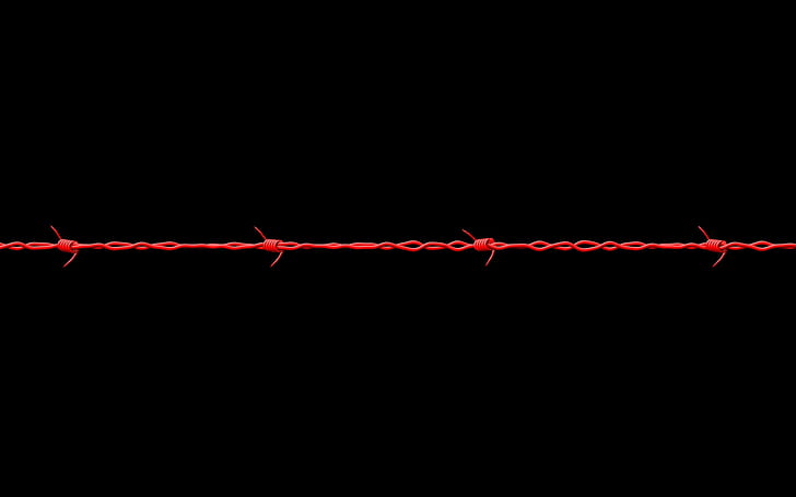 black, barbed wire, red, HD wallpaper