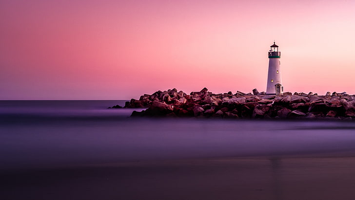 ocean, 5k uhd, seabright beach, seabright lighthouse, walton lighthouse, HD wallpaper