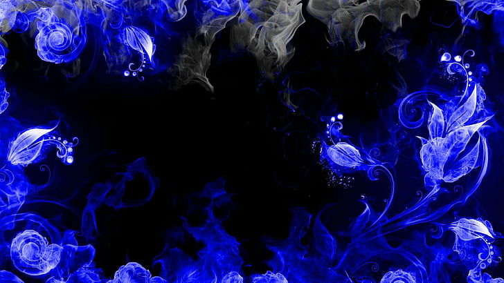 blue, light, electric blue, flower, special effects, blue flame, HD wallpaper