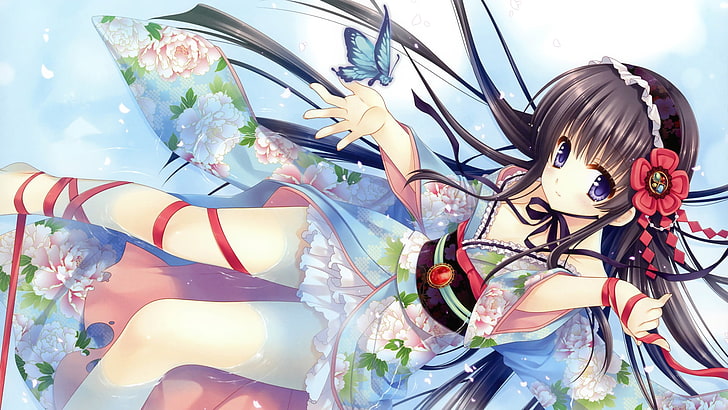 anime, anime girls, flower, flowering plant, close-up, representation, HD wallpaper