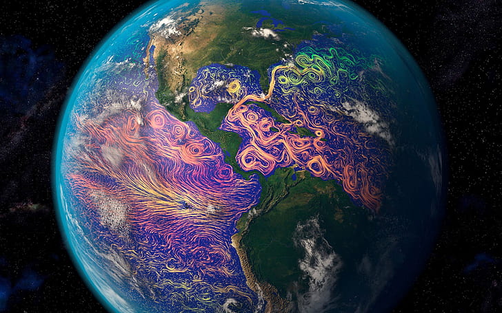 planet, mainland, South America, North America, satellite graphics