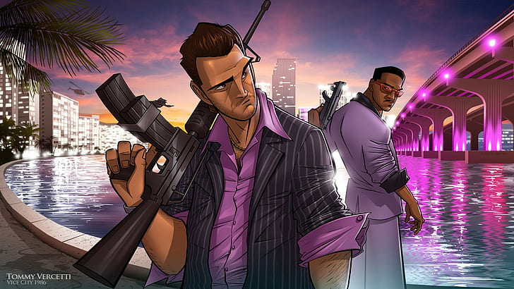 Grand Theft Auto Vice City, PC gaming, Tommy Vercetti, Lance Vance, HD wallpaper