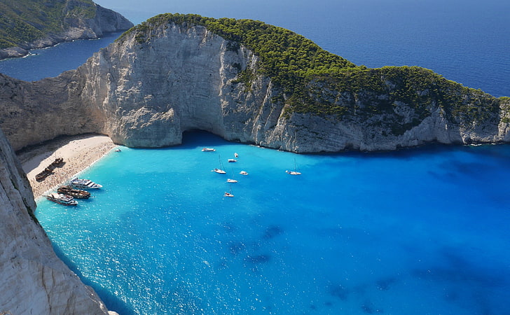 Zakynthos HD Wallpaper, cove, Europe, Greece, beach blue lagoon, HD wallpaper