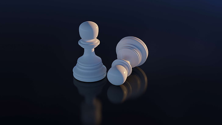 3ds max, chess piece, dark sky, focus, model, reflection, white, HD wallpaper