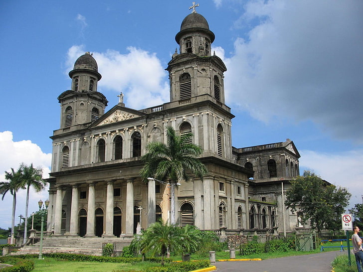 cathedral, managua, nicaragua, old, old cathedral, sky, built structure