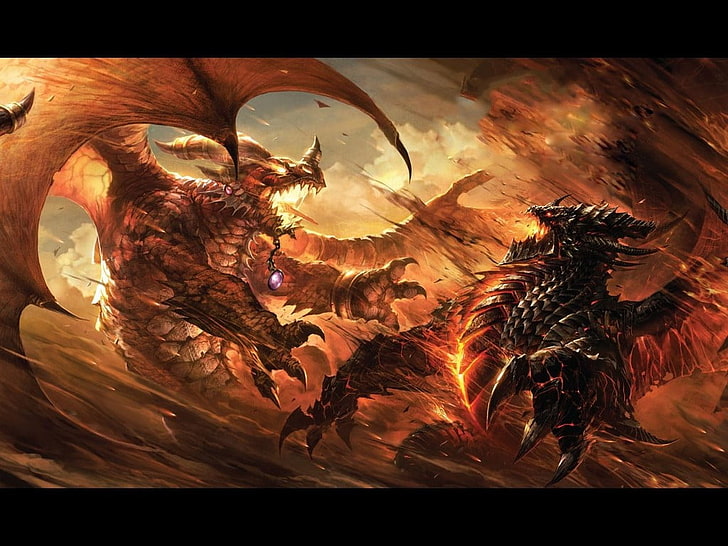 dragon digital wallpaper, Dragonfight, World of Warcraft, Alexstrasza