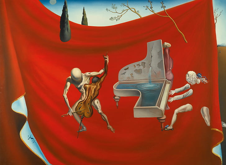 surrealism, picture, Music, Salvador Dali, Gold Of The Seven Arts, HD wallpaper