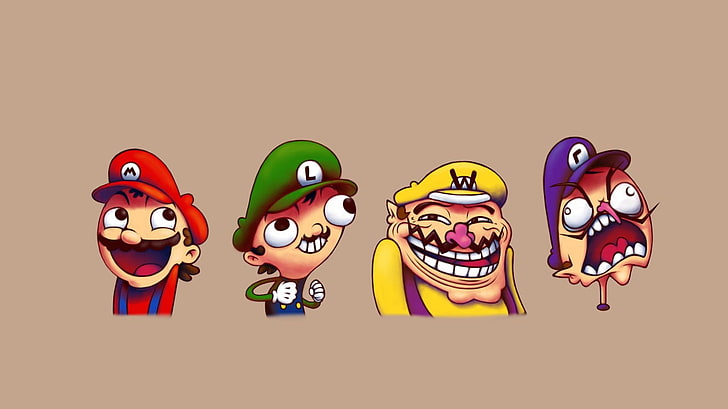 Super Mario illustration, video games, Mario Bros., troll face, HD wallpaper