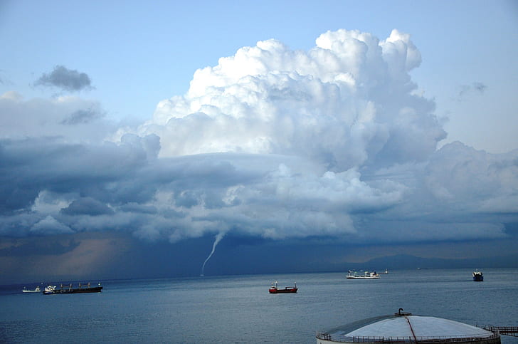 barcos, manga, marina, naturaleza, tormenta