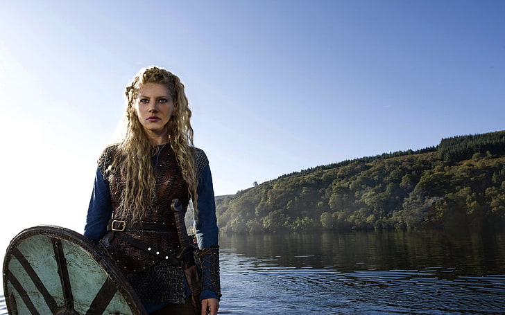 women's brown leather vest, Vikings (TV series), Lagertha Lothbrok, HD wallpaper