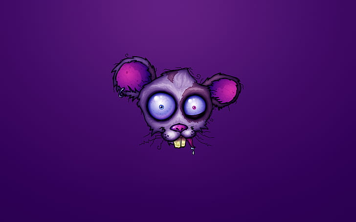 Crazy Mouse, Funny, purple, background, HD wallpaper