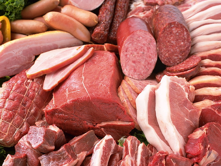 sliced meats, sausage, assorted, varieties, food, beef, raw Food, HD wallpaper