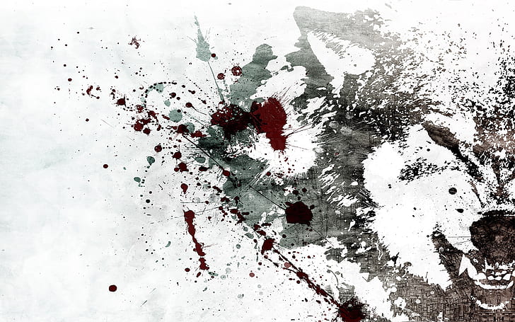 Wolf Abstract Blood Splatter HD, digital/artwork, HD wallpaper