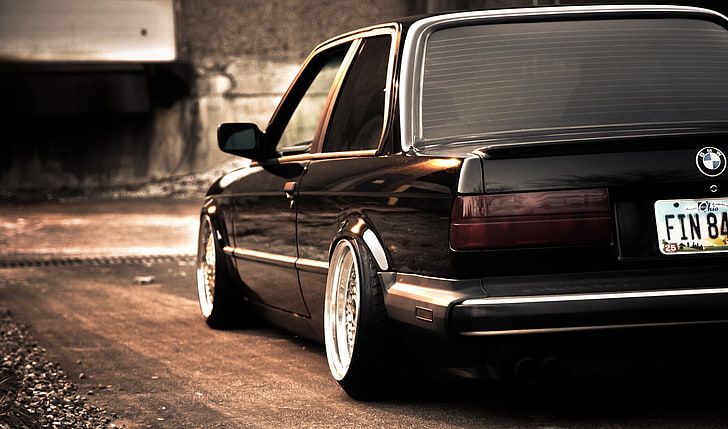 black BMW coupe, e30, stance, 325si, car, land Vehicle, transportation, HD wallpaper