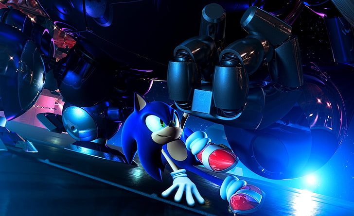 Sonic, Sonic Unleashed, Sonic the Hedgehog, blue, indoors, no people, HD wallpaper