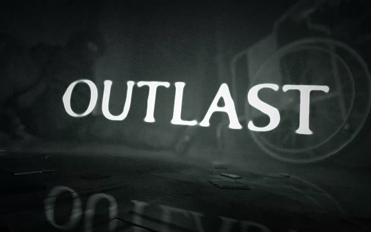 gray background with outlast text overlay, video games, communication, HD wallpaper