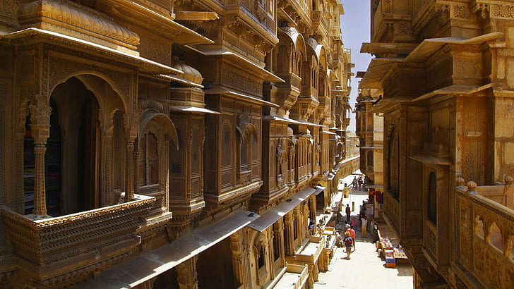 street, home, India, Rajasthan, The great Indian desert, Jaisalmer, HD wallpaper