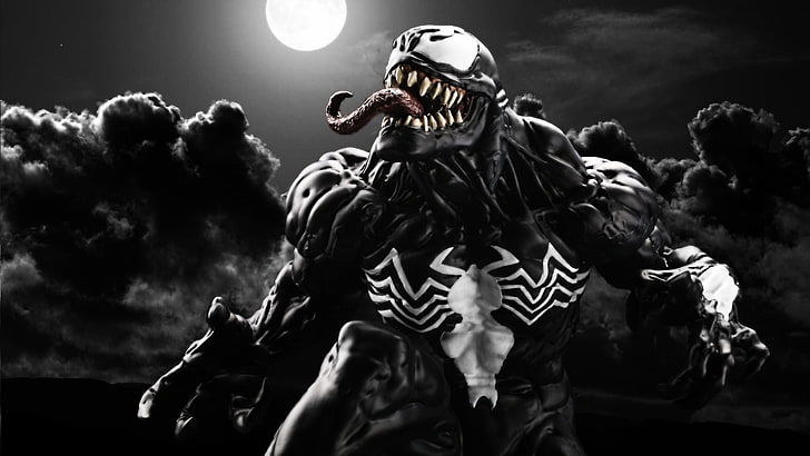 Venom digital wallpaper, artwork, Marvel Comics, digital art, HD wallpaper