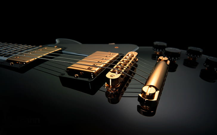 black electric guitar, closeup, indoors, studio shot, arts culture and entertainment, HD wallpaper