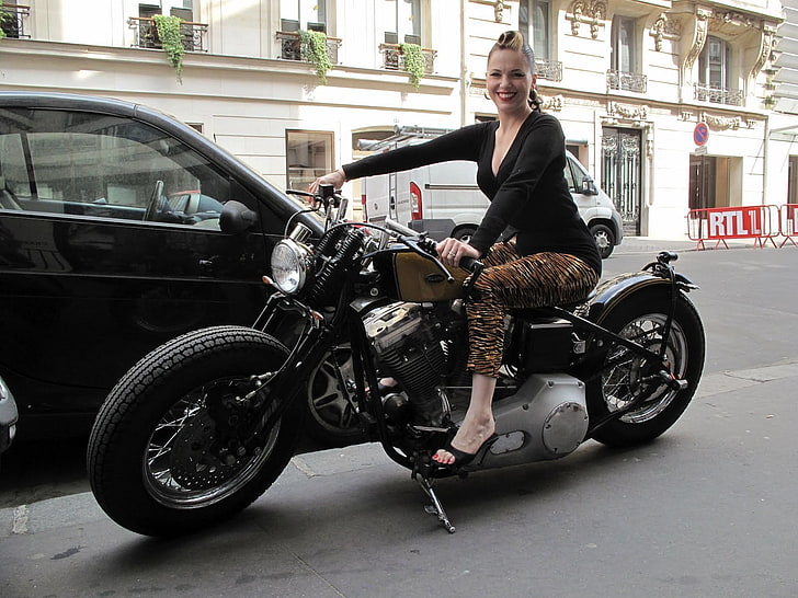 Imelda May, singer, rockabilly, motorcycle, women outdoors, HD wallpaper