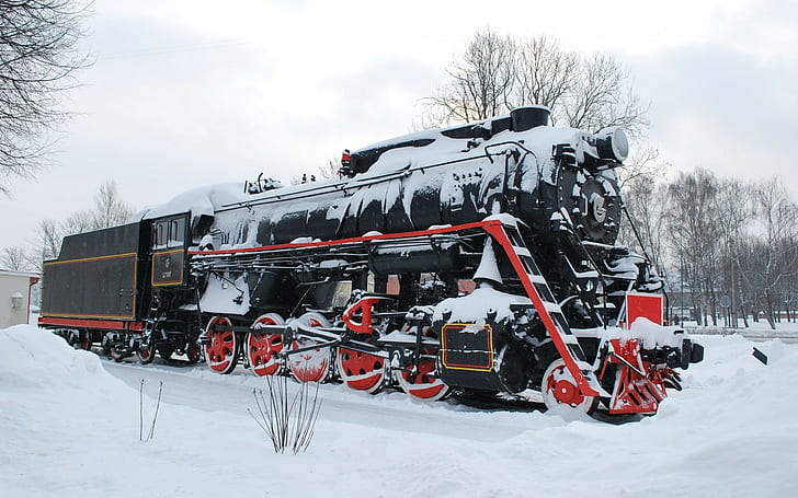 train, winter, vehicle