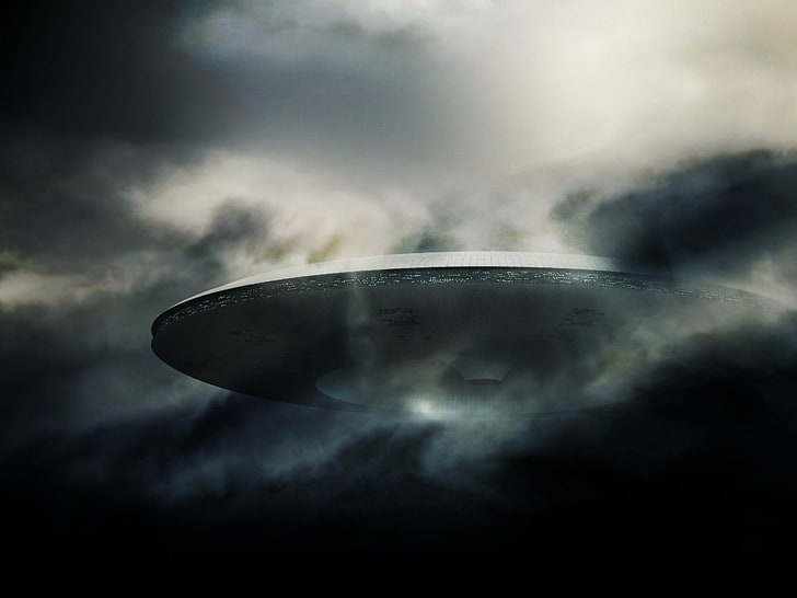 alien, Aliens, clouds, spaceship, spaceships, ufo, cloud - sky, HD wallpaper