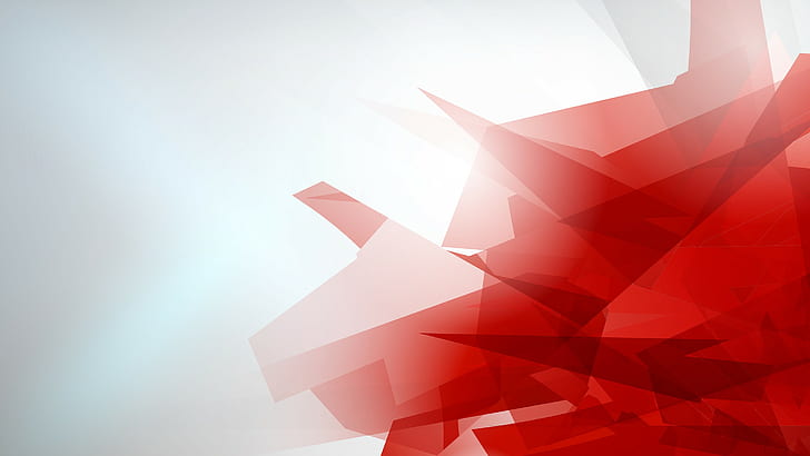 abstract, low poly, digital art, red, white, HD wallpaper