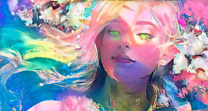 dar0z, fantasy girl, green eyes, digital art, Diva (Artist), HD wallpaper
