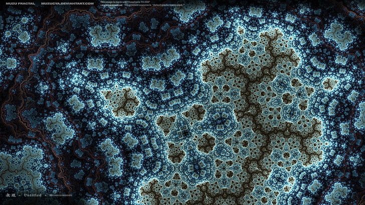 blue and gray abstract digital wallpaper, fractal, full frame, HD wallpaper