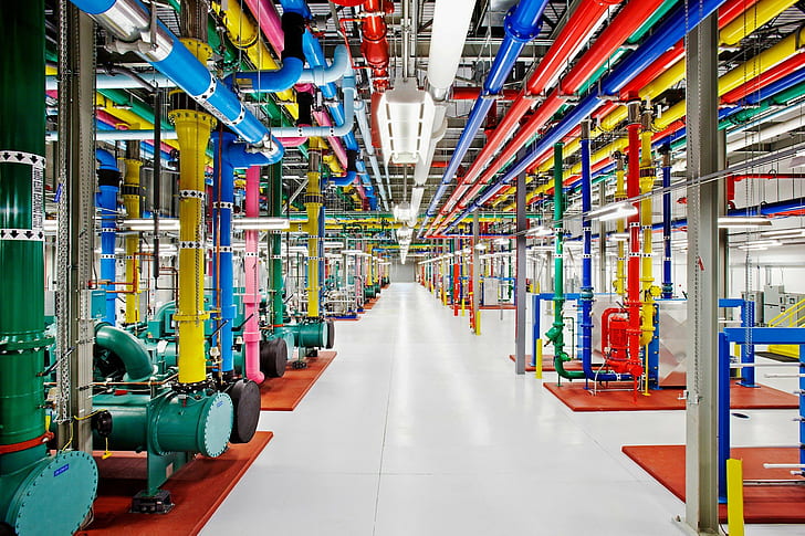 google data center colorful, industry, architecture, domestic room, HD wallpaper