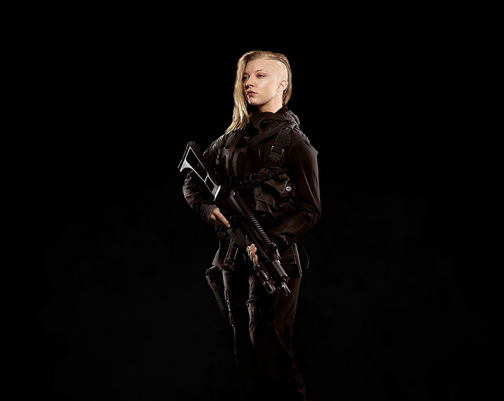 Natalie Dormer Hunger Games, black assault rifle, Movies, Other Movies, HD wallpaper