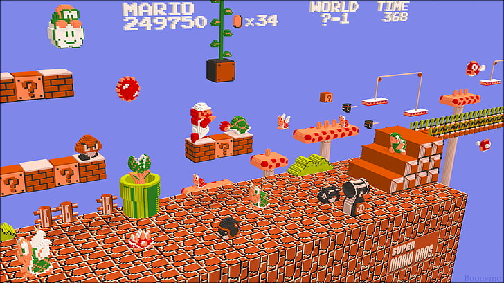 Super Mario game screenshot, Mario Bros., Super Mario Bros., video games, HD wallpaper