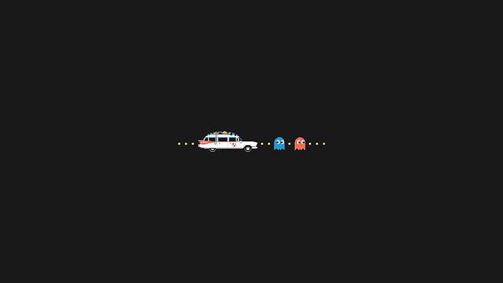 pacman game illustration, Ghostbusters, Pac-Man , transportation, HD wallpaper