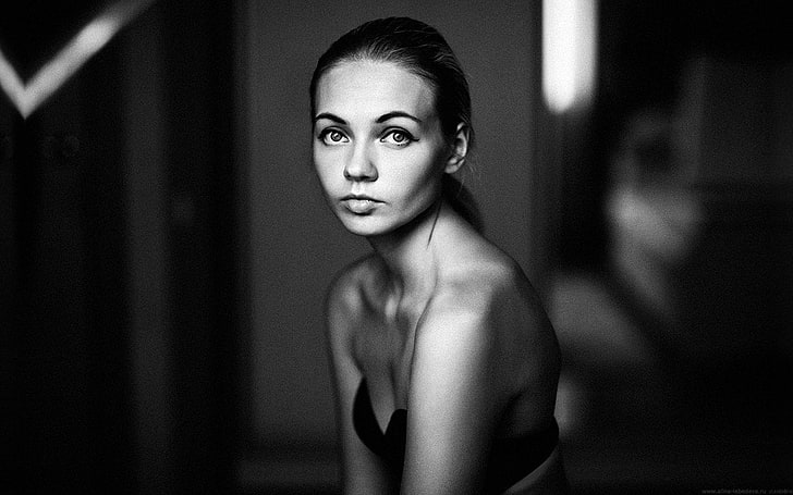 Alina Lebedeva, women, model, photography, sitting, bedroom, HD wallpaper