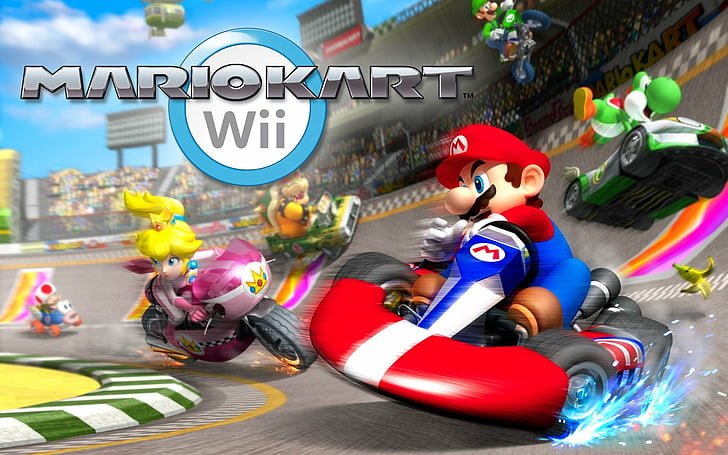 Mario, Mario Kart Wii, Bowser, Luigi, Princess Peach, Toad (Mario), HD wallpaper