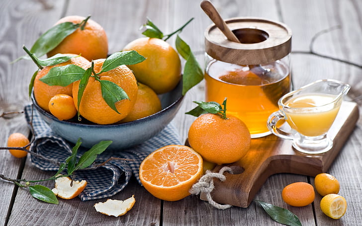 Kumquats, citrus, fruit, orange, honey, juice, HD wallpaper