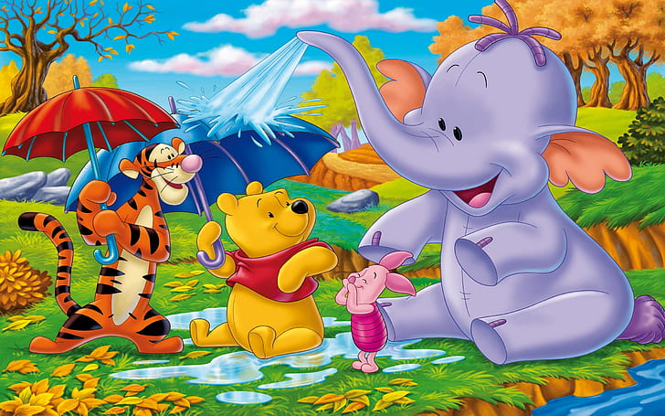 HD wallpaper: Winnie The Pooh Piglet Elephant Tigar Cartoon Kids Game  Spraying Water Hd Wallpaper 2560×1600 | Wallpaper Flare