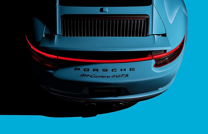 911, Porsche, Blue, Carrera, Lights, 4GTS, HD wallpaper