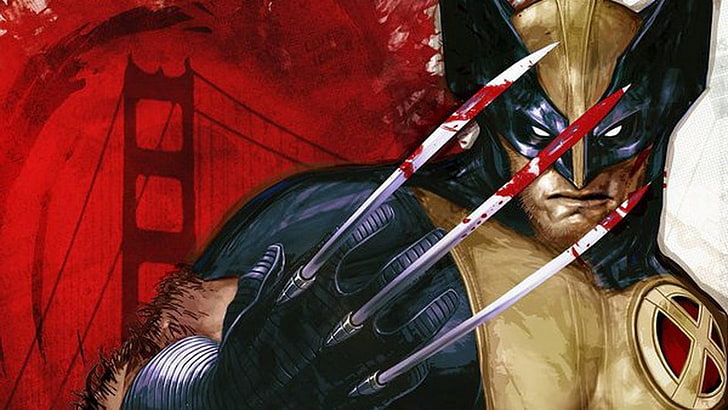 Wolverine illustration, comics, men, lifestyles, adult, indoors