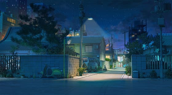 HD wallpaper: Japan, house, street, artwork, night, anime | Wallpaper Flare