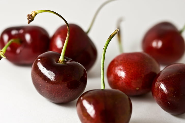 close up photography of cherries, IMG, cherry, red, stem, fruit, HD wallpaper