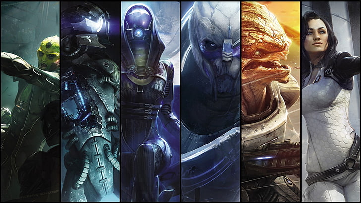 assorted characters collage illustration, Mass Effect, Mass Effect 2, HD wallpaper