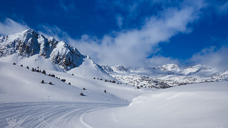 nature, landscape, winter, snow, clouds, Soldeu, Andorra, mountains, HD wallpaper