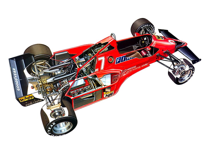 126c3, 1983, car, classic, cutaway, ferrari, formula, one, race
