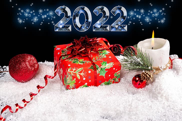 snow, holiday, new year, candle, bump, Happy New Year, serpentine, HD wallpaper